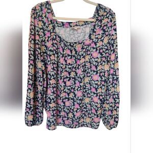 XL LOFT Outlet Floral Sheer Long Sleeve Blouse